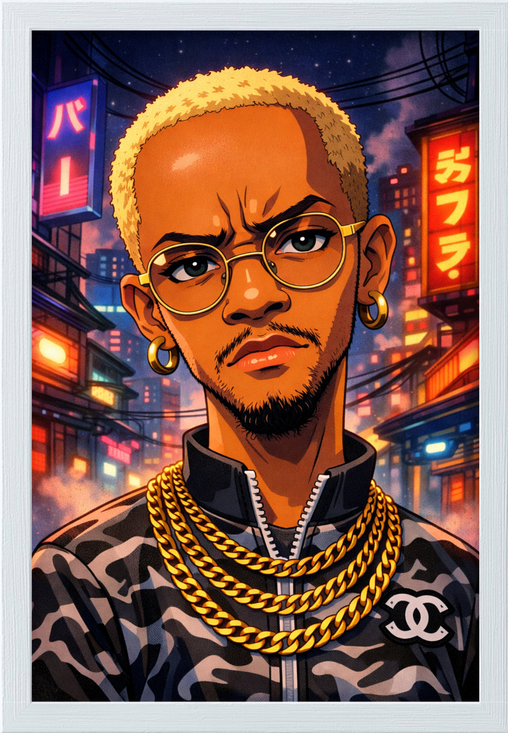 Neon Warrior Framed Art Print - A4 and A3 Size